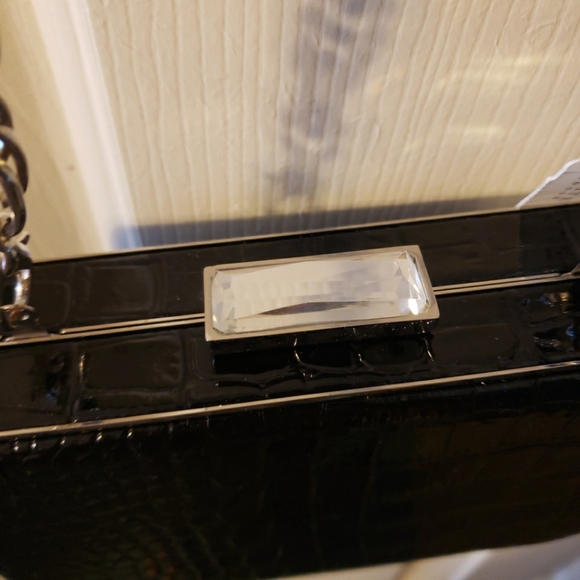 NWT WHBM Black Small Evening Bag with Soulder/Crossbody Chain - Picture 6 of 8